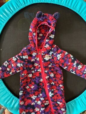 The North Face Plush Hooded Baby Bunting in Red, Purple, Navy